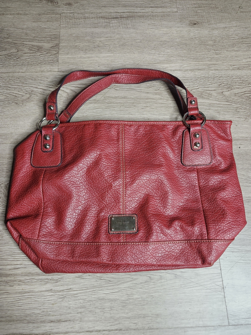 Nine West Red Leather Tote Handbag - Women